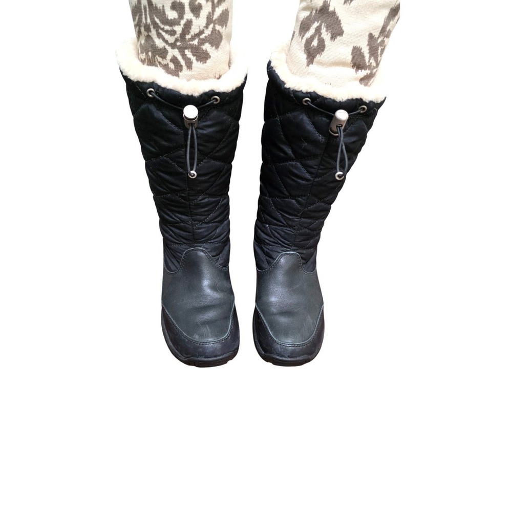 UGG Women's 6 Snow peak Black Tall Leather Quilted Winter Snow Boots Shaper Lini